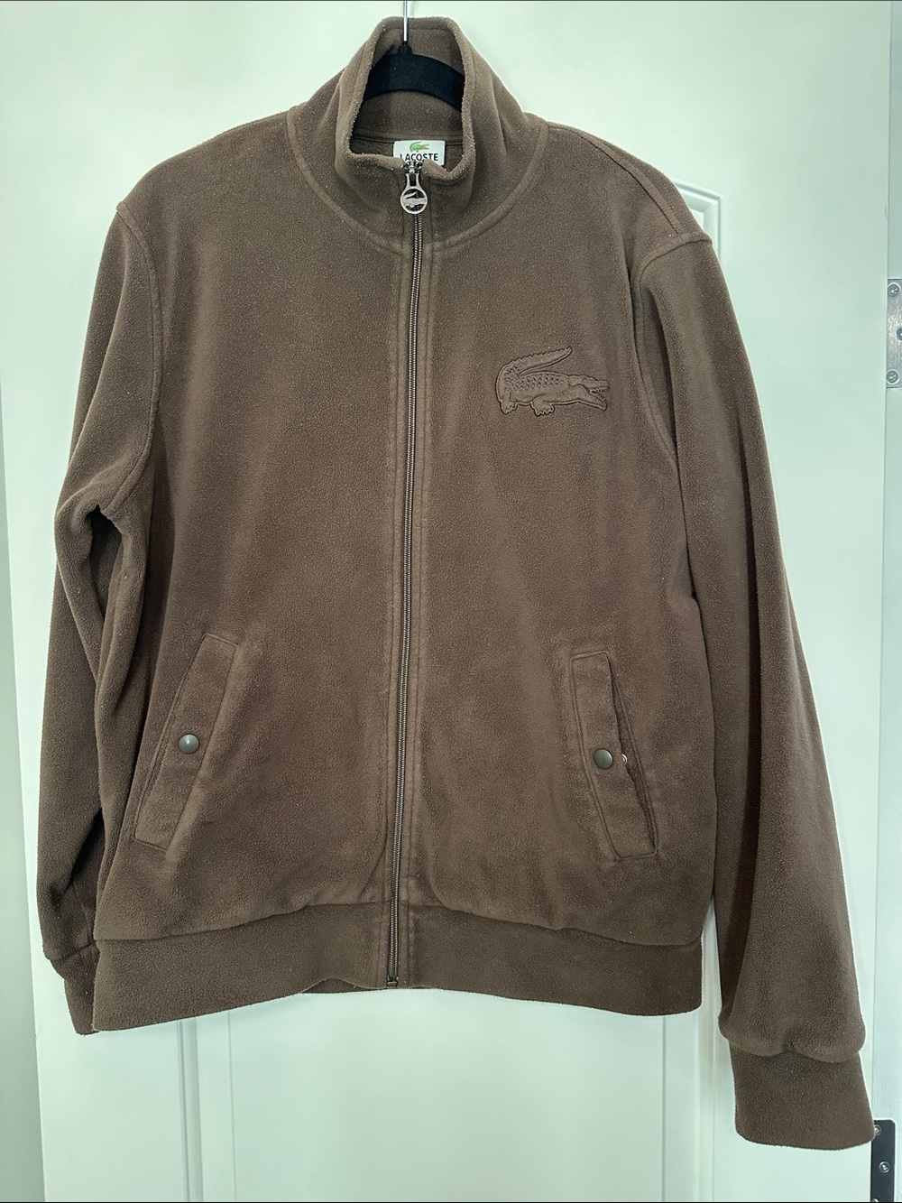 Lacoste Men’s Brown Full-Zip Fleece Bomber Jacket size 5